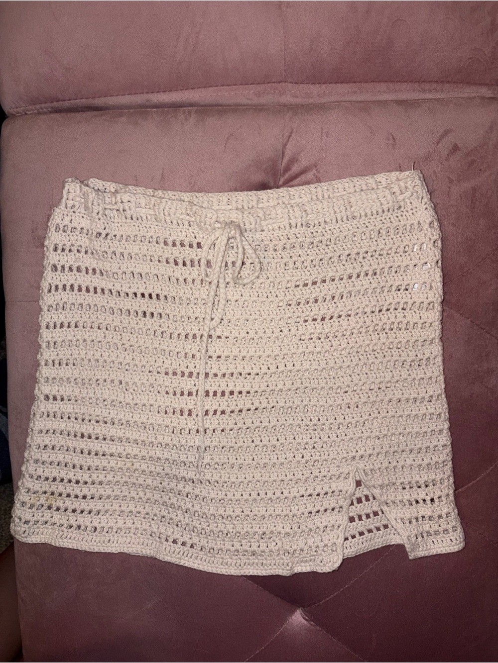 PacSun L.A. Hearts Cream Crochet Mini Skirt